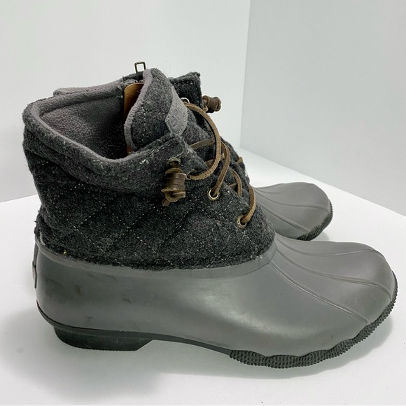 Sperry Grey Wool Quilted Saltwater Duck Boots size 8.5 - Picture 4 of 5